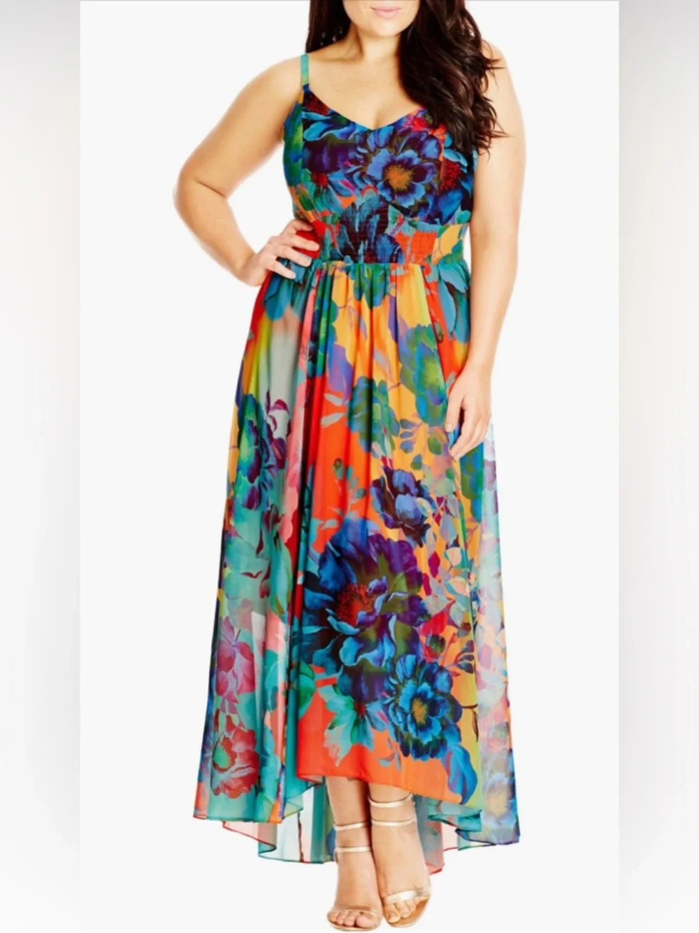 City Chic Hi-Low Floral Maxi Dress - Picture 1 of 7